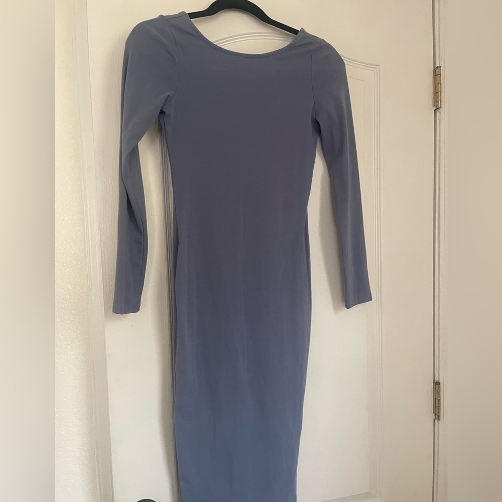 Elegant Blue Long Sleeve Dress